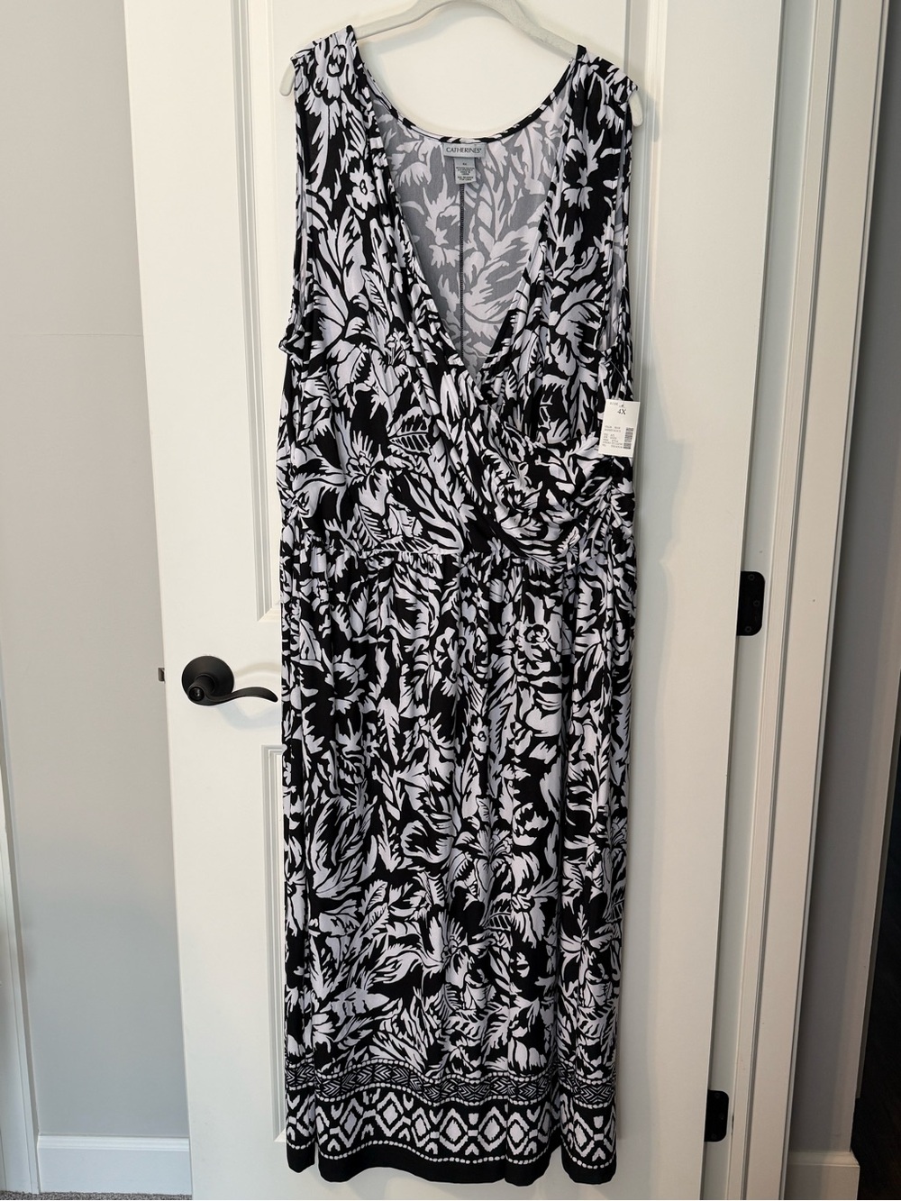 Catherines Black and White Floral Maxi Dress 4x